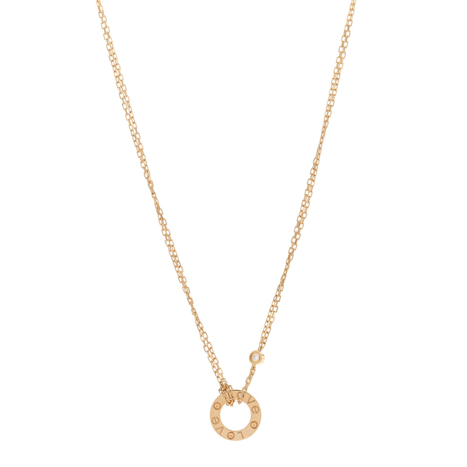 Cartier 18K Yellow Gold 2 Diamond LOVE Necklace 1 of 4
