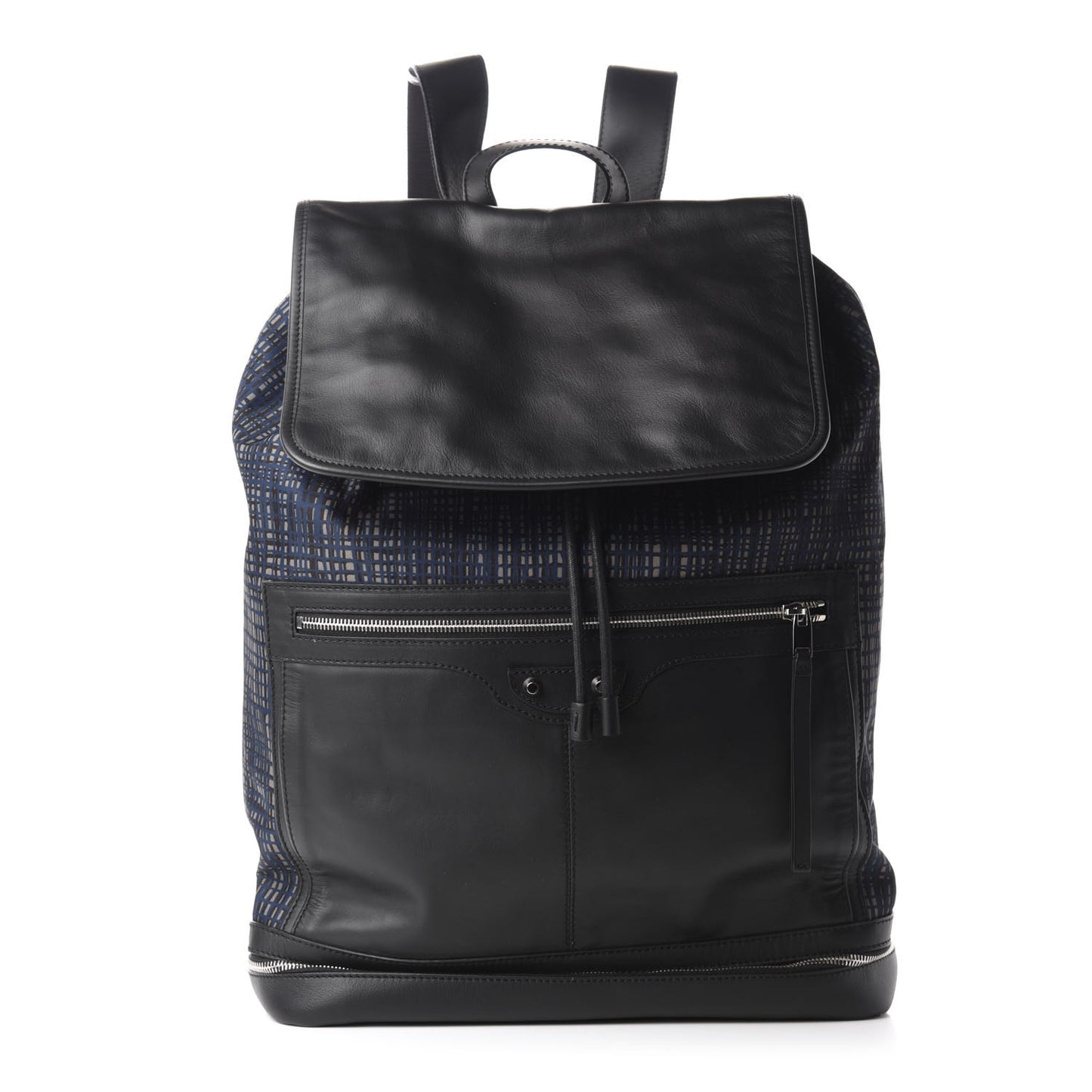 Nylon Calfskin Classic Silver Hardware Traveler Backpack Dark Night