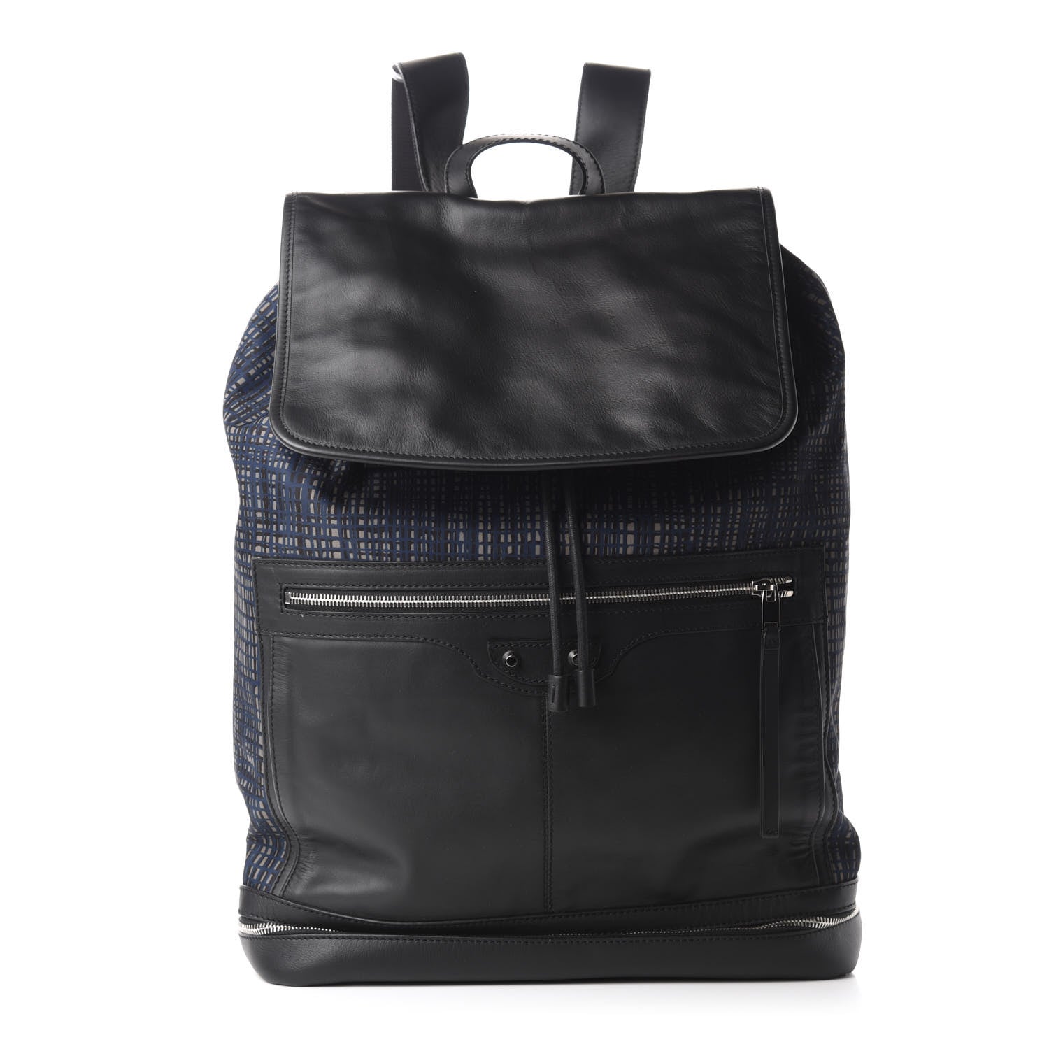 Balenciaga Nylon Calfskin Classic Silver Hardware Traveler Backpack Dark Night 1 of 9