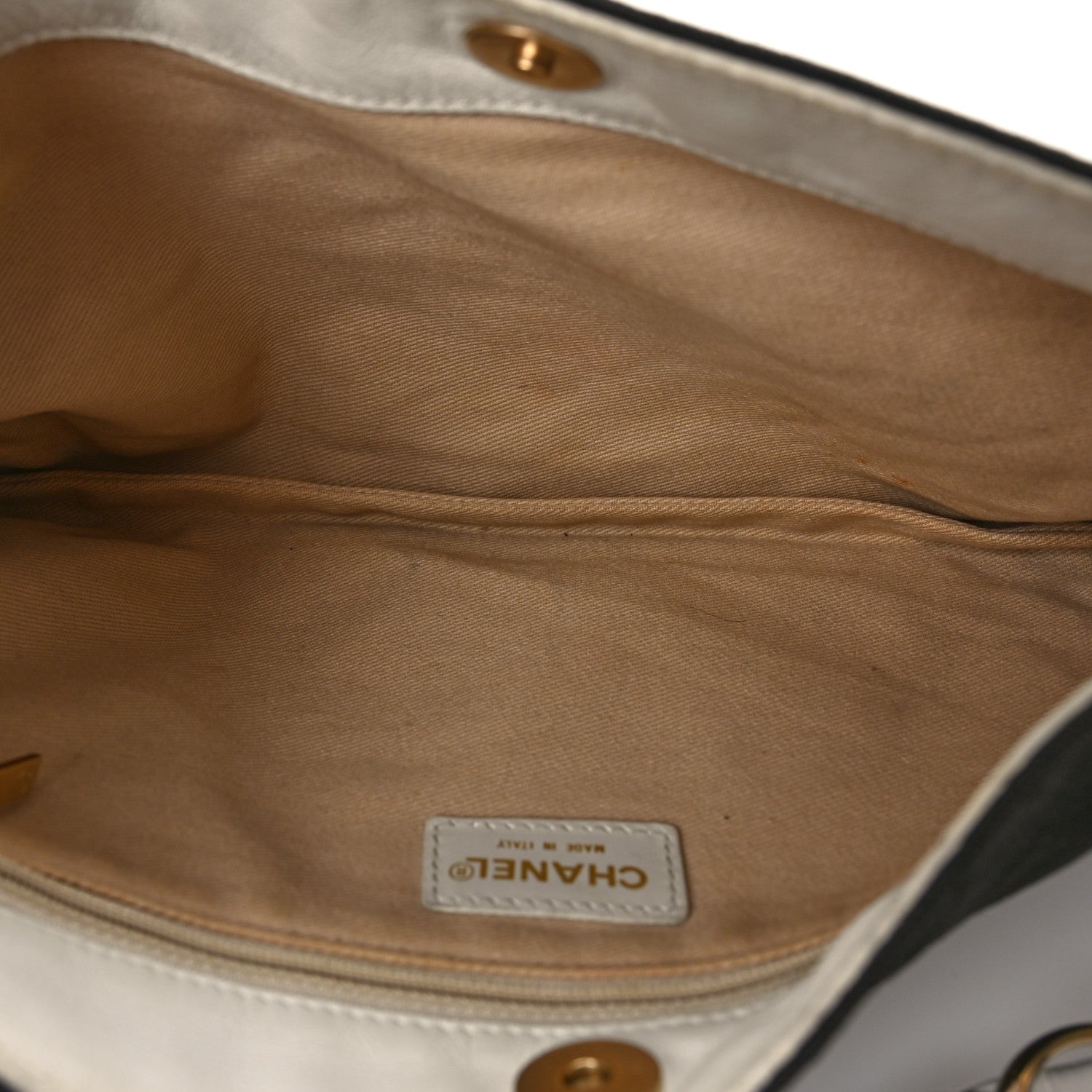 Chanel Lambskin Canvas Beaded CC Olsen Chain Small Shoulder Bag Black White 5 of 9