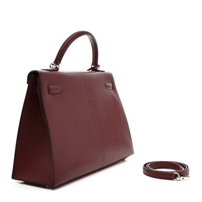 Hermes Chevre De Coromandel Kelly Sellier 32 Rouge H 3 of 17