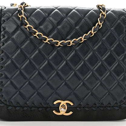 Chanel Lambskin Braided Flap Navy Black 8 of 10