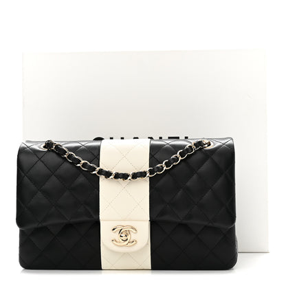 Chanel Lambskin Quilted Medium Double Flap Black White 11 of 11