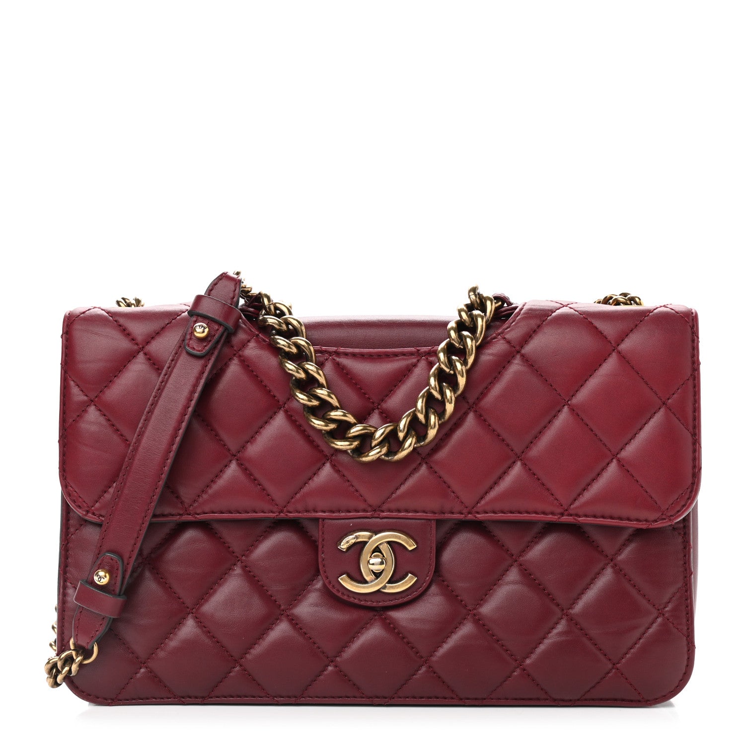 Chanel Calfskin Quilted Large Perfect Edge Flap Burgundy 1 of 11
