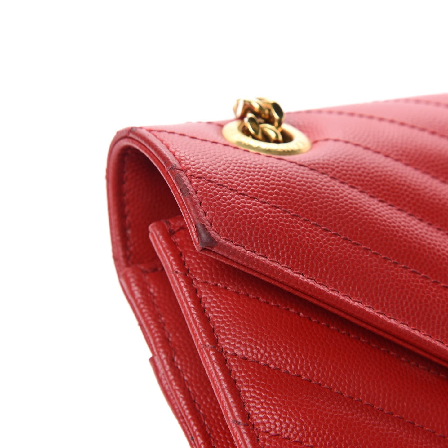 Grain De Poudre Matelasse Chevron Large Monogram Satchel Lipstick Red