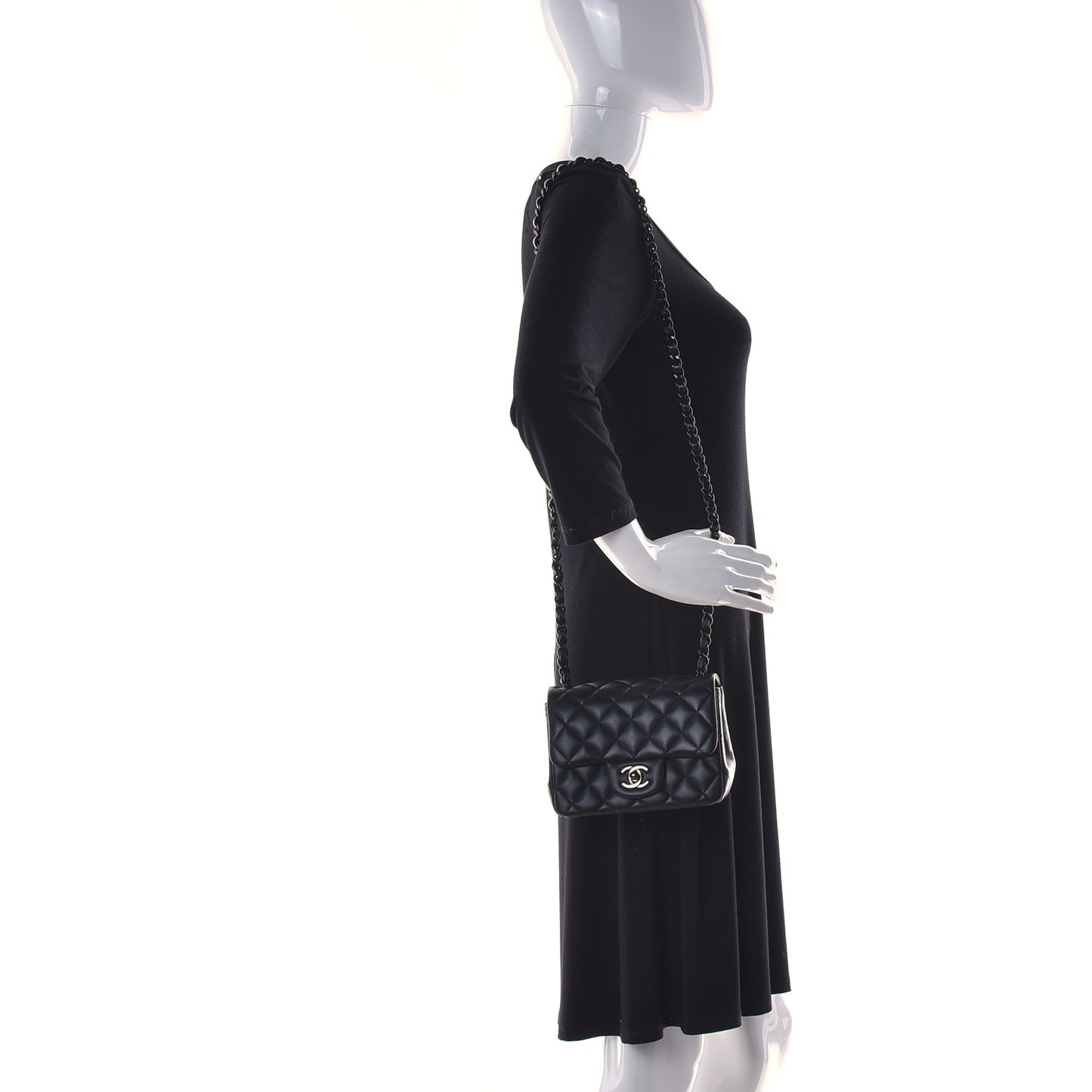 Lambskin Quilted Mini Square Flap So Black
