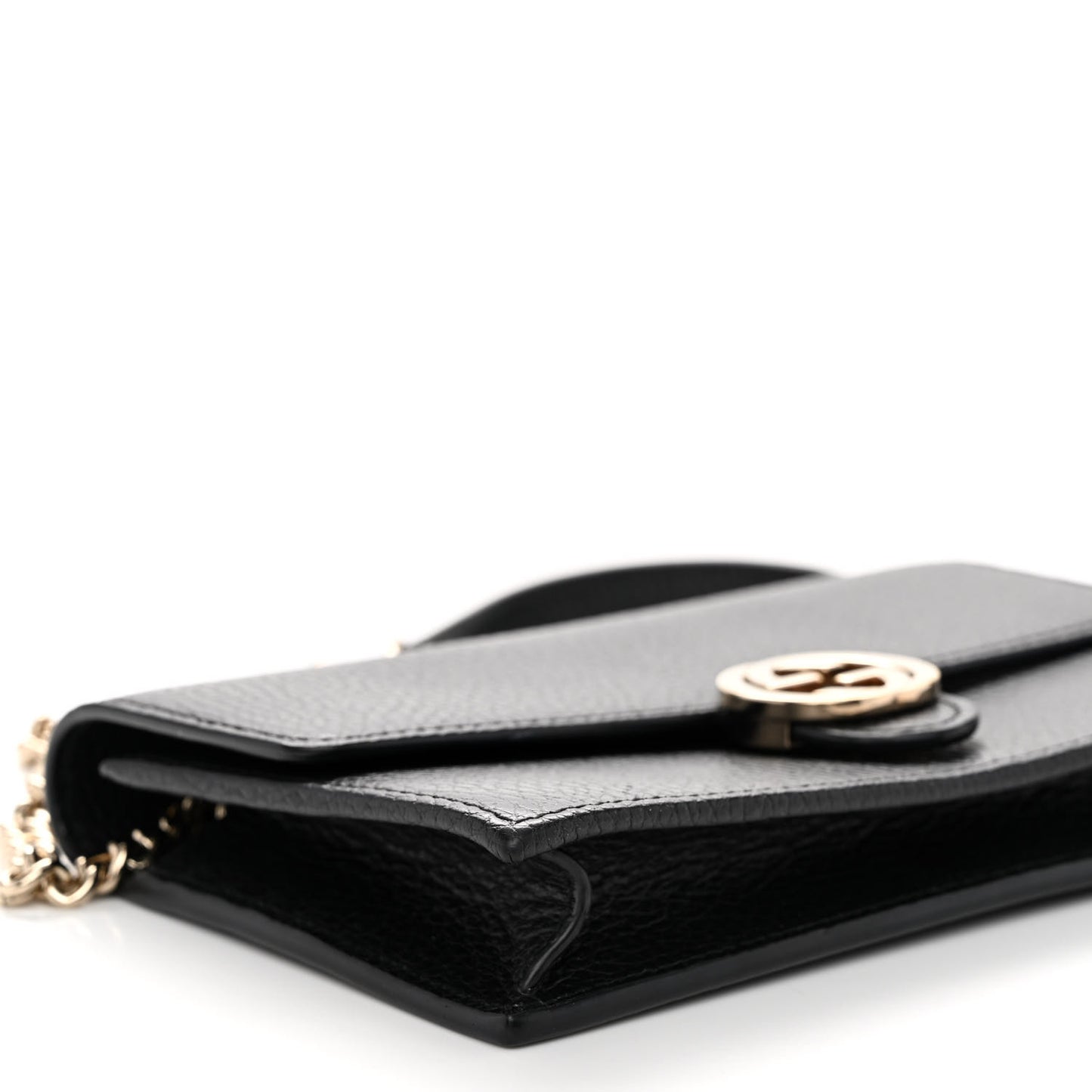 Dollar Calfskin Interlocking G Chain Wallet Black