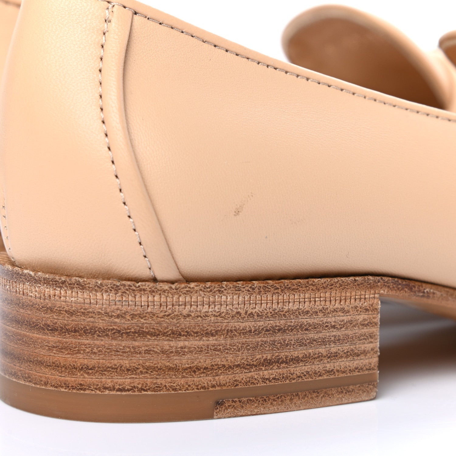 Chanel Lambskin Quilted Womens CC Loafers 37.5 Beige 5 of 9