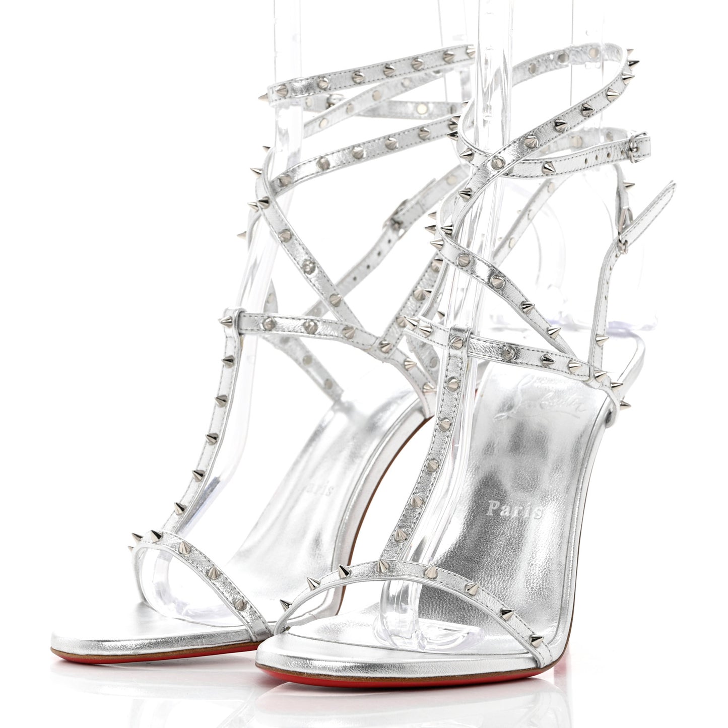 Nappa Bombina Spikes 100 Sandals 39.5 Silver