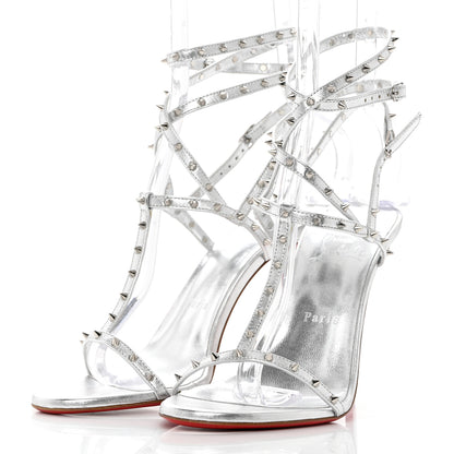 Christian Louboutin Nappa Bombina Spikes 100 Sandals 39.5 Silver 3 of 7