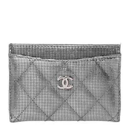 Chanel Metallic Calfskin Pixel Effect Card Holder Dark Silver 1 of 11