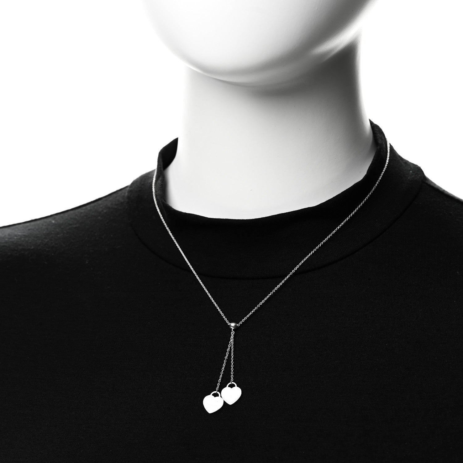 Tiffany Sterling Silver Return to Tiffany Double Heart Drop Necklace 2 of 6