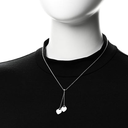 Tiffany Sterling Silver Return to Tiffany Double Heart Drop Necklace 2 of 6
