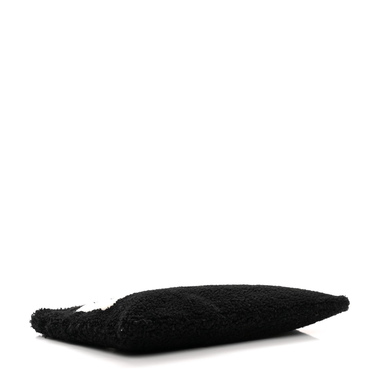 Balenciaga Sheepskin Shearling Contrasted Logo Large Zip Pouch Black 4 of 7
