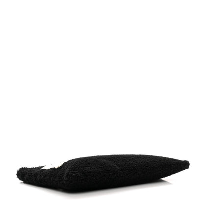 Balenciaga Sheepskin Shearling Contrasted Logo Large Zip Pouch Black 4 of 7