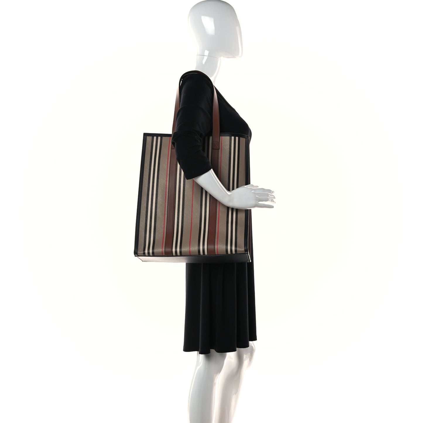 E-Canvas Stripe Book Tote Archive Beige