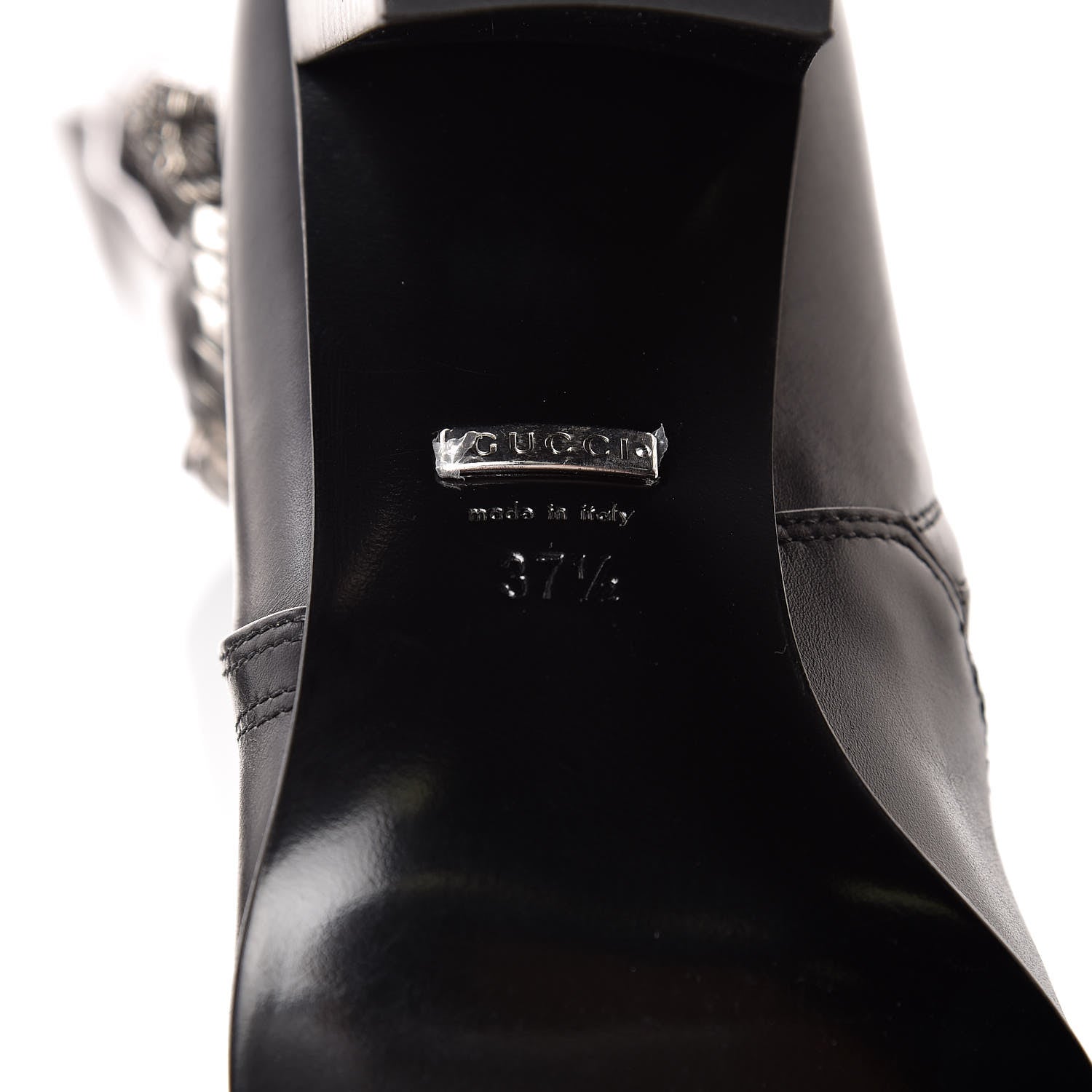 Gucci Calfskin Dionysus Elizabeth Knee High Boots 37.5 Black 7 of 8