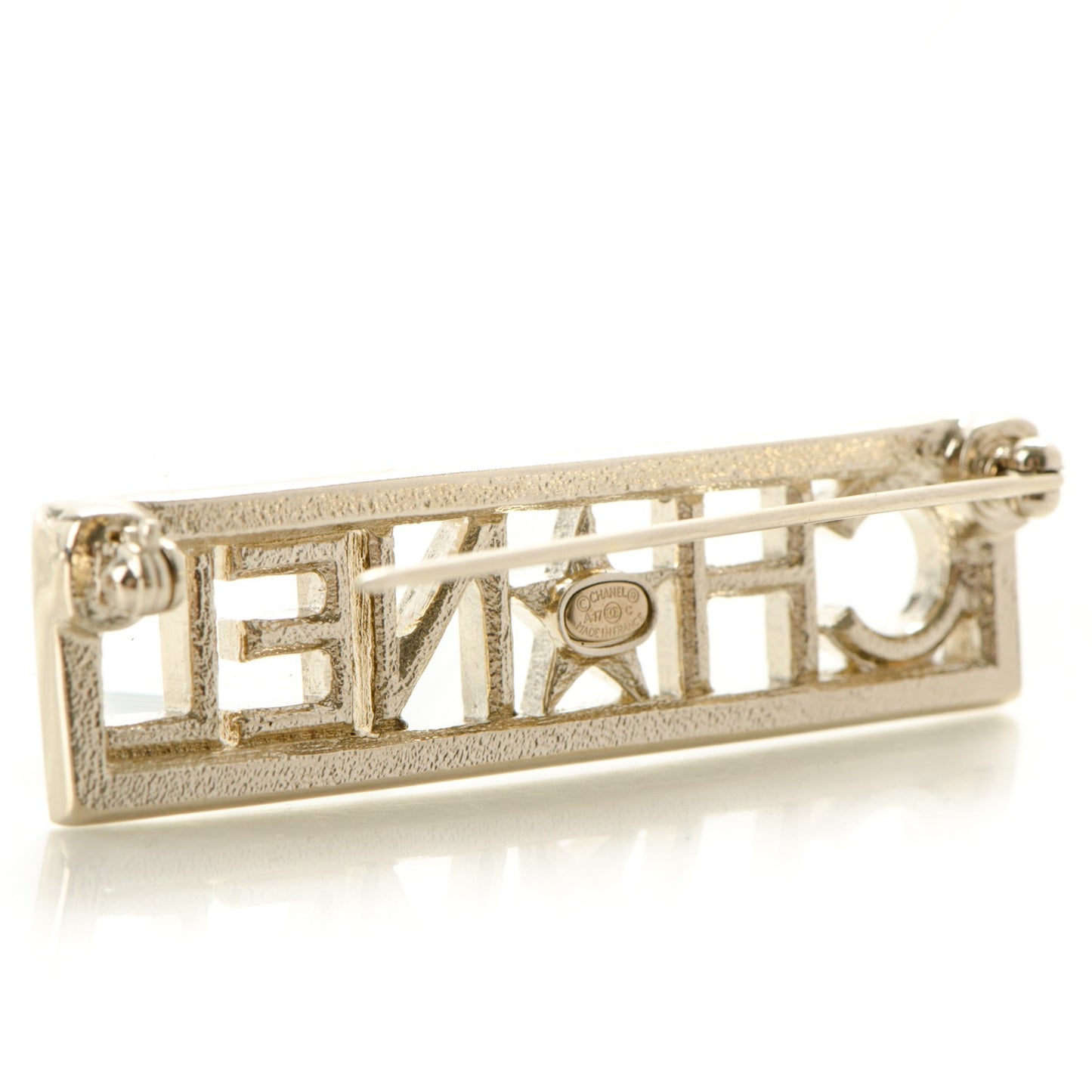 Baguette Crystal Star Logo Brooch Gold