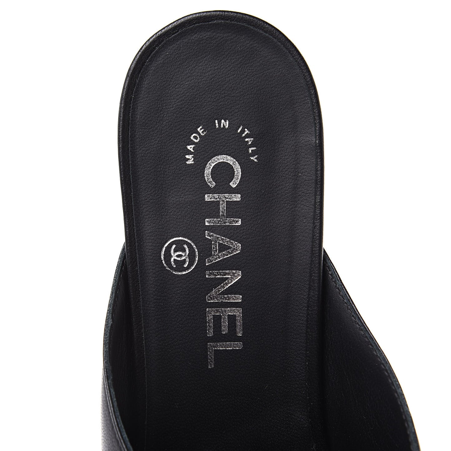 Lambskin Grosgrain Cap Toe CC Mules 39 Black