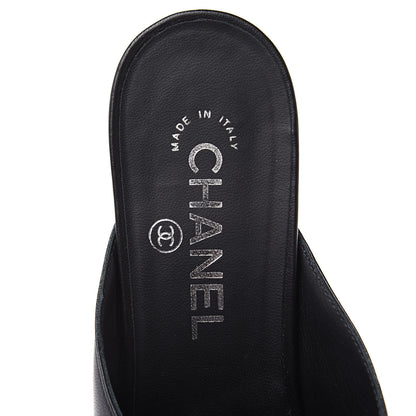 Chanel Lambskin Grosgrain Cap Toe CC Mules 39 Black 6 of 10