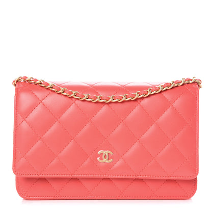 Chanel Lambskin Quilted Wallet On Chain WOC Red 1 of 11