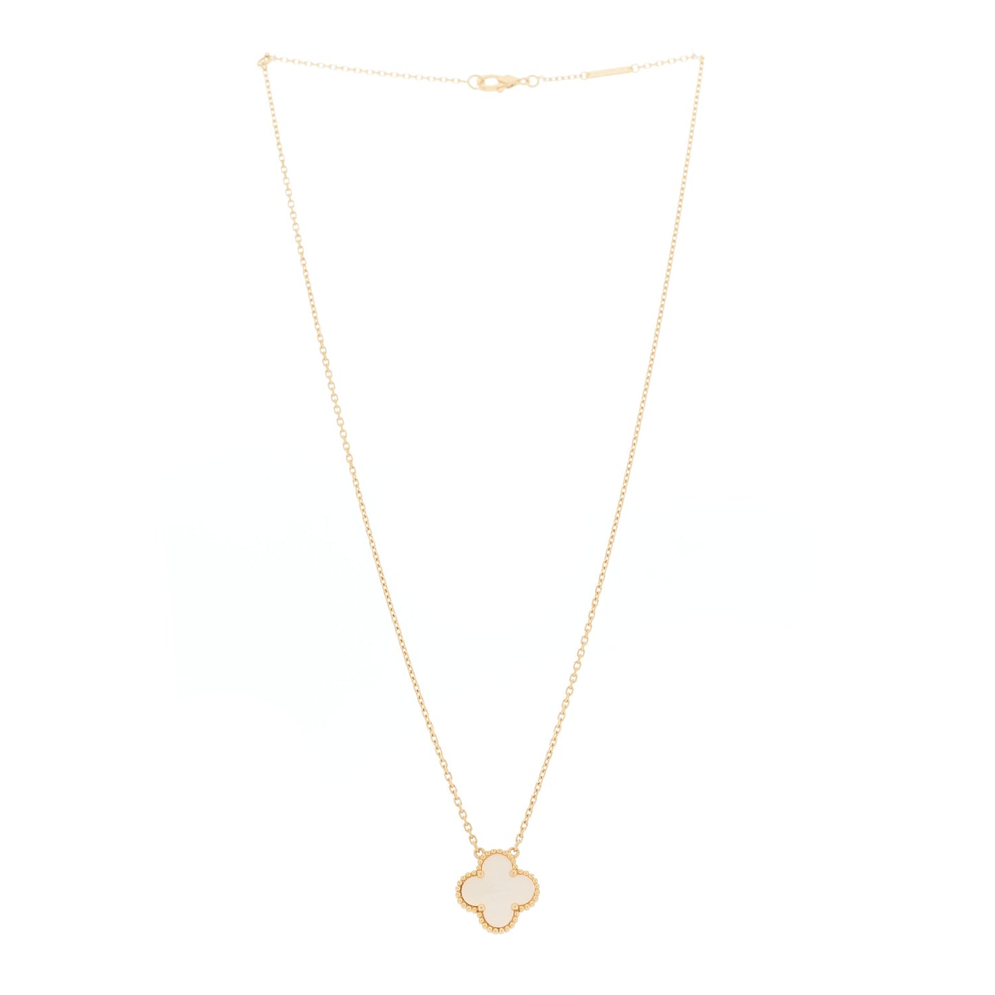 18K Yellow Gold Mother of Pearl Vintage Alhambra Pendant Necklace