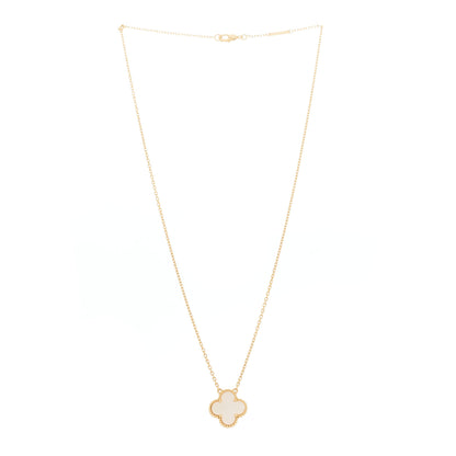 Van Cleef & Arpels 18K Yellow Gold Mother of Pearl Vintage Alhambra Pendant Necklace 3 of 6