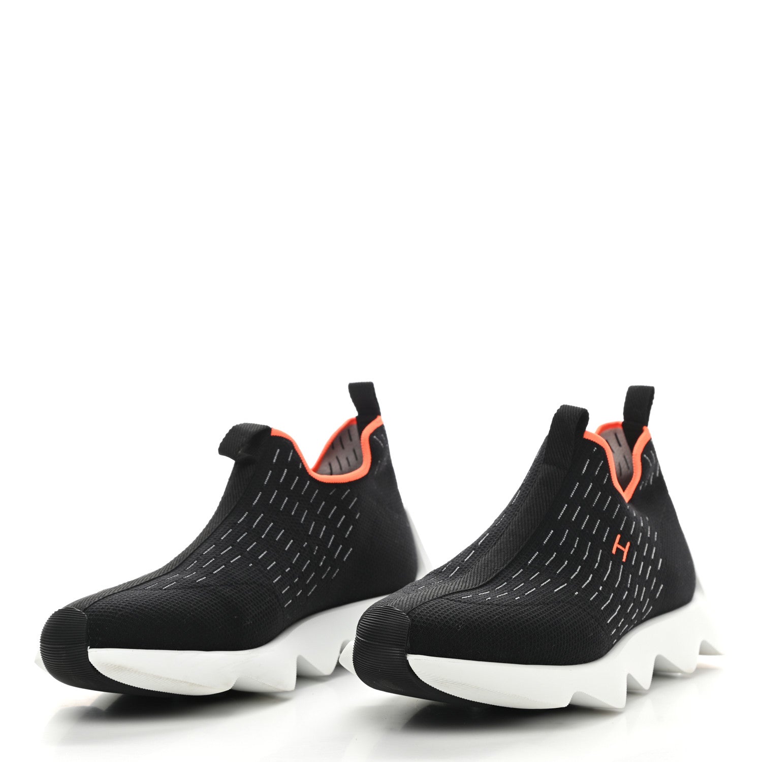 Hermes Technical Canvas Goatskin Womens Eclair Sneakers 39 Black 3 of 8