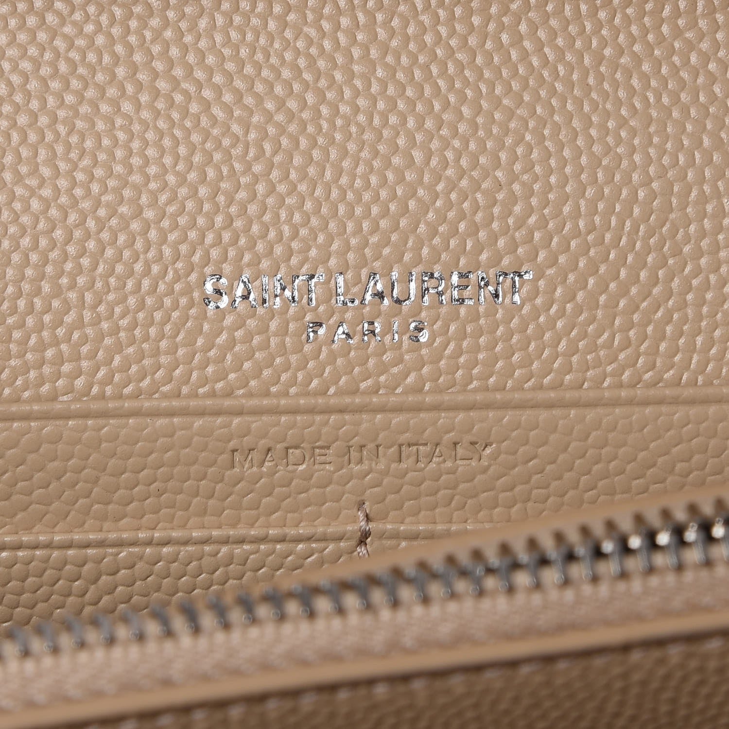Saint Laurent Grain De Poudre Matelasse Chevron Monogram Chain Wallet Nude Powder 6 of 7
