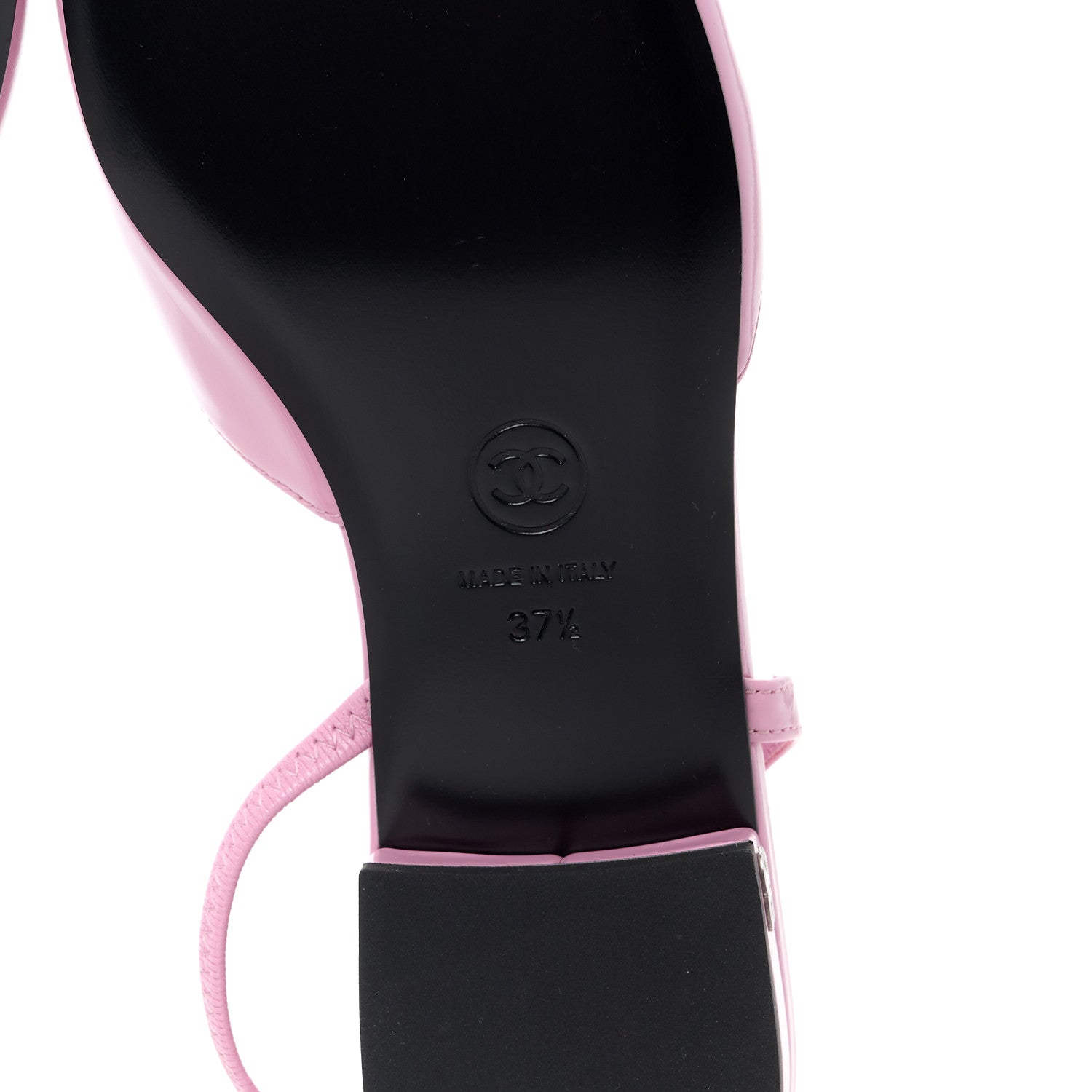 Chanel Shiny Lambskin Cap Toe Slingback Sandals 37.5 Light Purple Black 6 of 10