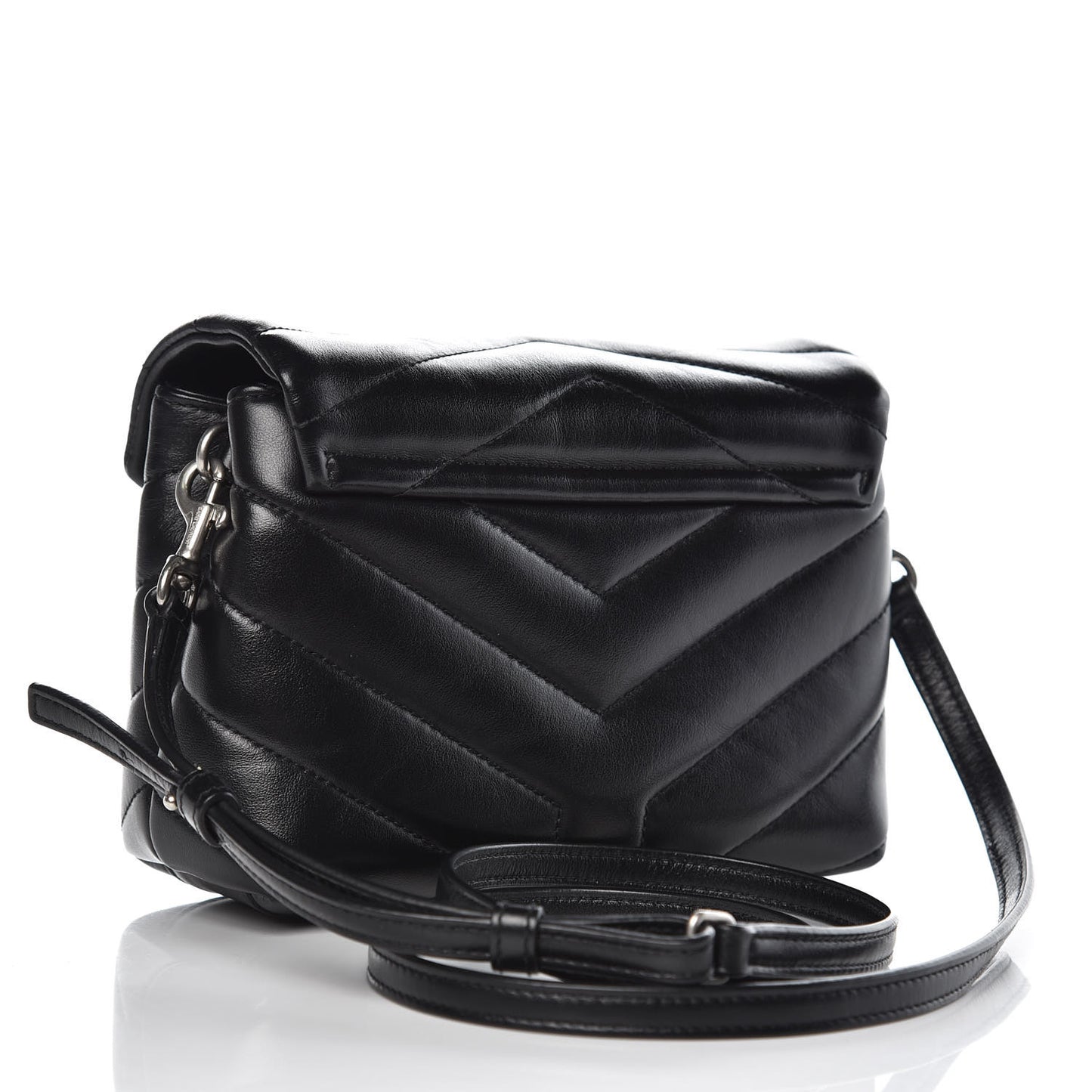 Calfskin Y Quilted Monogram Toy Loulou Crossbody Bag Black