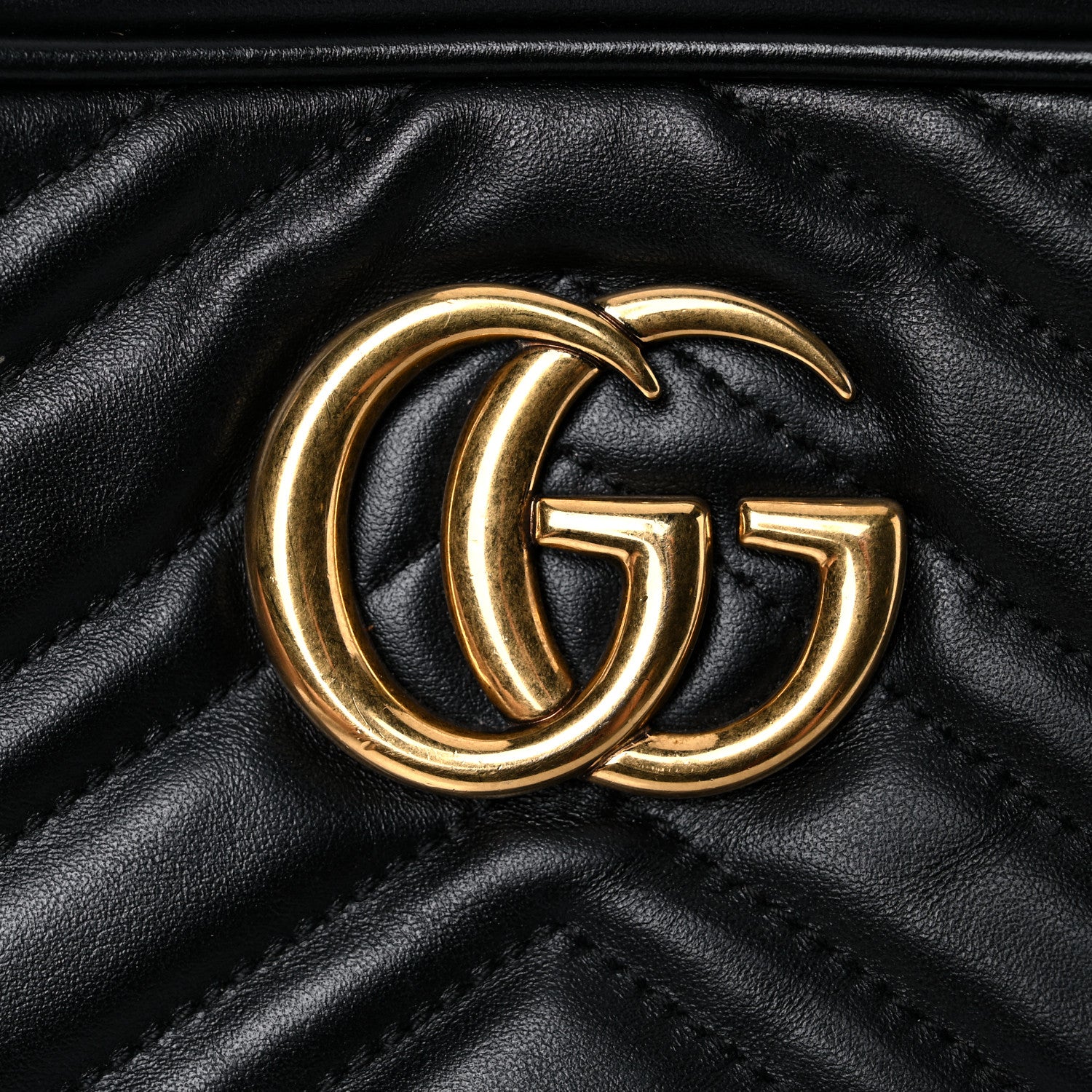 Gucci Calfskin Matelasse Small GG Marmont Chain Shoulder Bag Black 16 of 18