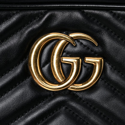 Gucci Calfskin Matelasse Small GG Marmont Chain Shoulder Bag Black 16 of 18