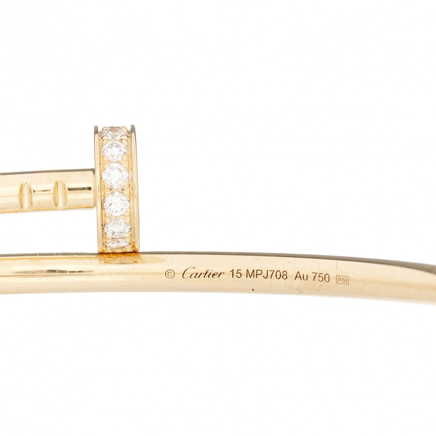Cartier 18K Yellow Gold Diamond Small Juste Un Clou Bracelet 15 3 of 3