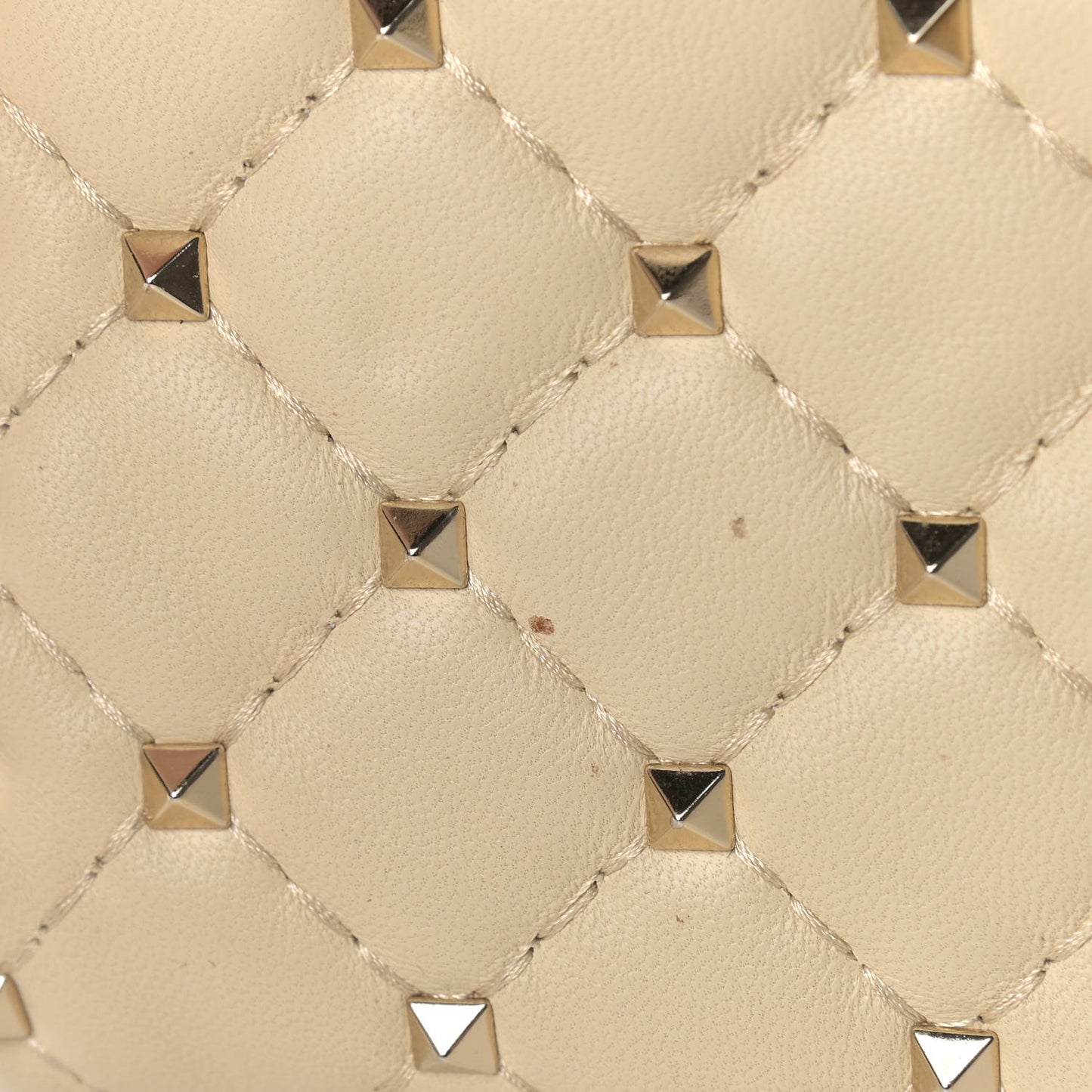 Nappa Rockstud Spike Wallet on Chain Light Ivory