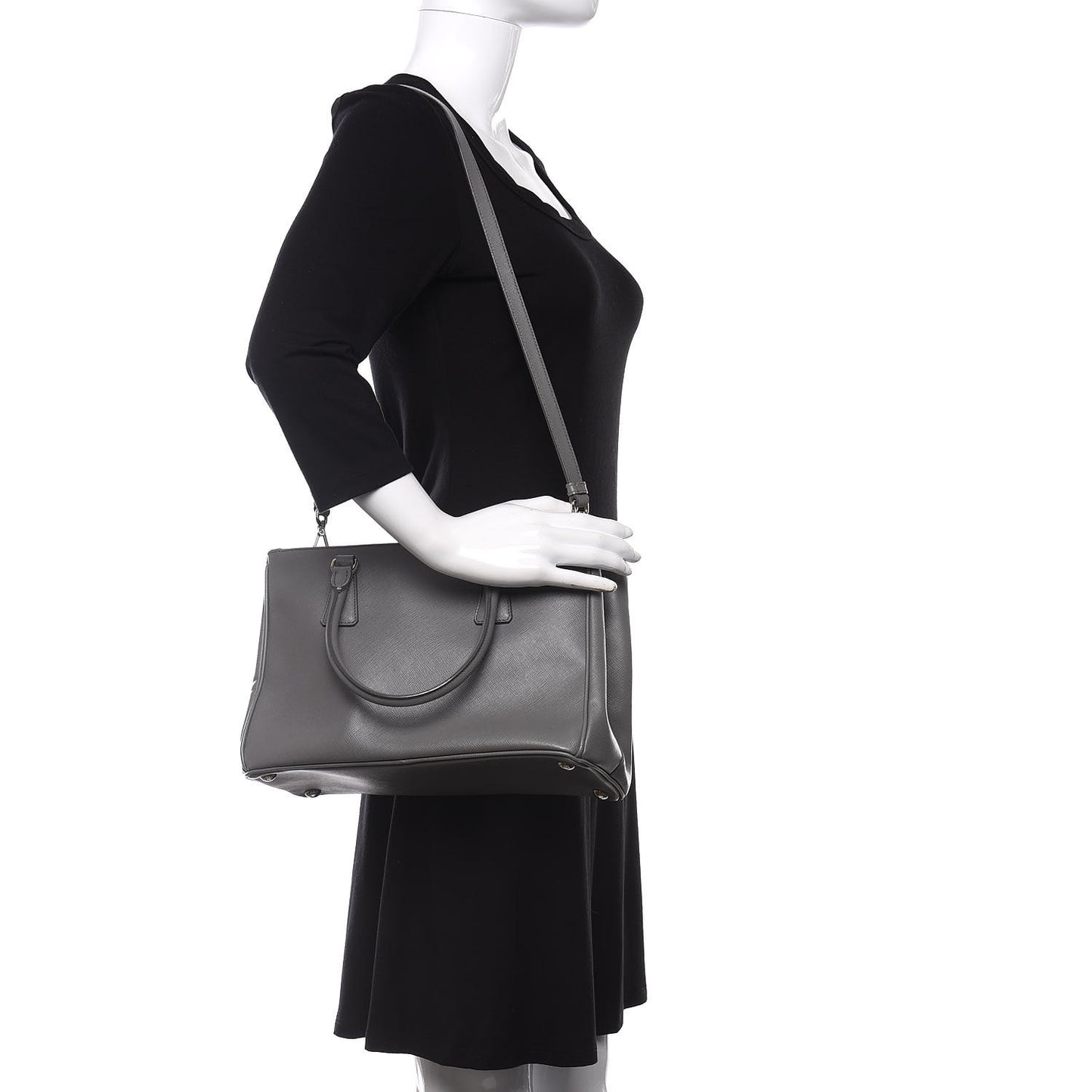 Saffiano Medium Galleria Double Zip Tote Marmo