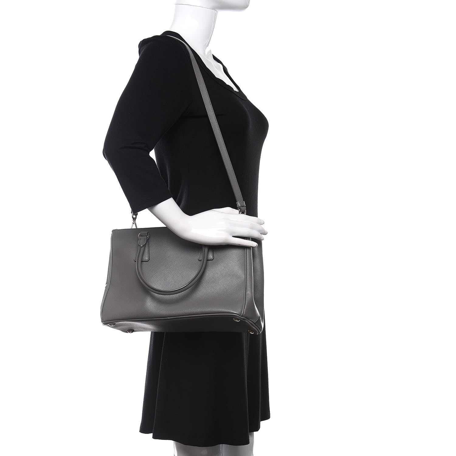 Prada Saffiano Medium Galleria Double Zip Tote Marmo 3 of 11