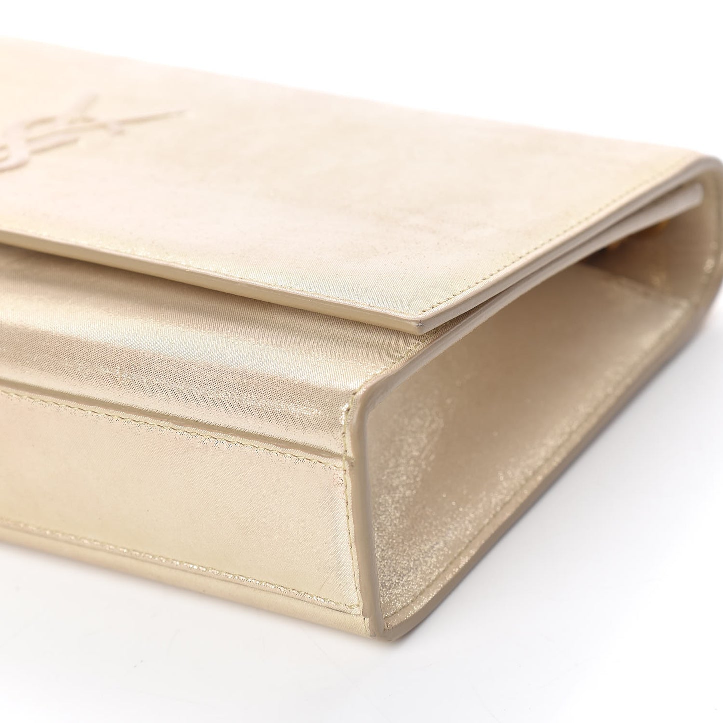 Metallic Fabric Medium Monogram Kate Satchel Gold