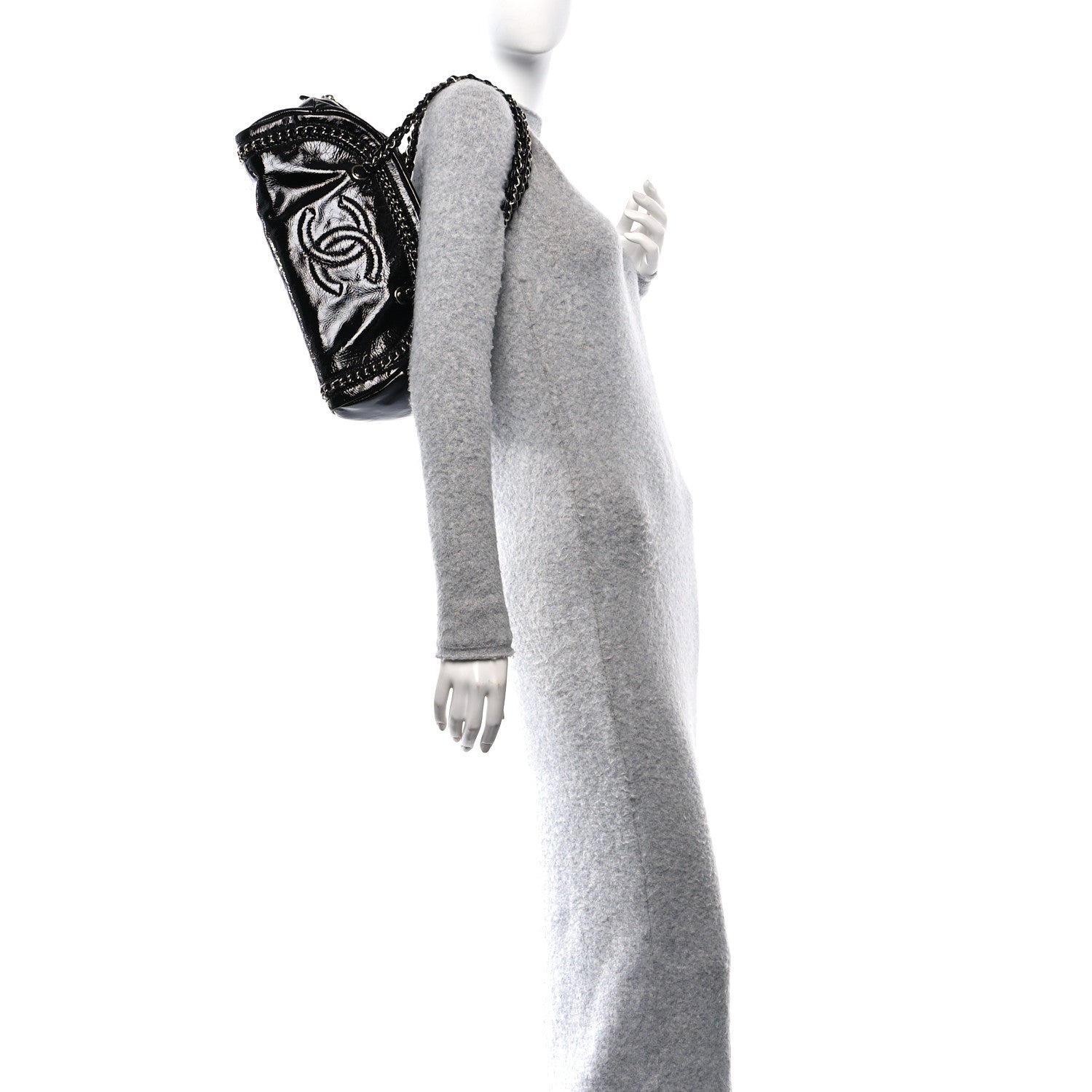 Chanel Patent Medium Luxe Ligne Bowler Black 3 of 11