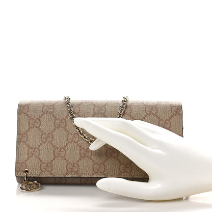 Gucci GG Supreme Monogram GG Pierce Chain Clutch Wallet Winter Rose 2 of 10