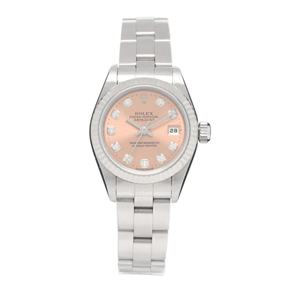 Rolex Stainless Steel 18K White Gold Diamond 26mm Oyster Perpetual Datejust Watch Pink 69174 1 of 5
