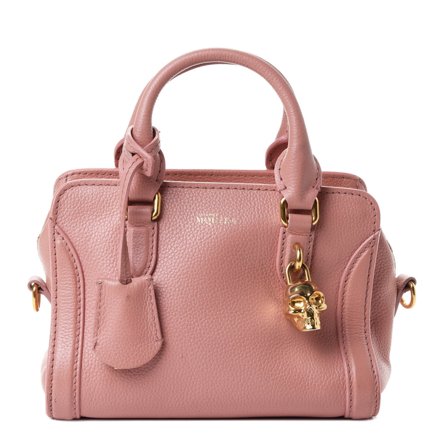 Alexander McQueen Pebbled Calfskin Small Skull Padlock Zip Around Tote Petal 1 of 5