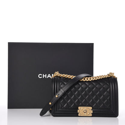 Chanel Lambskin Quilted Medium Boy Flap Black 8 of 8