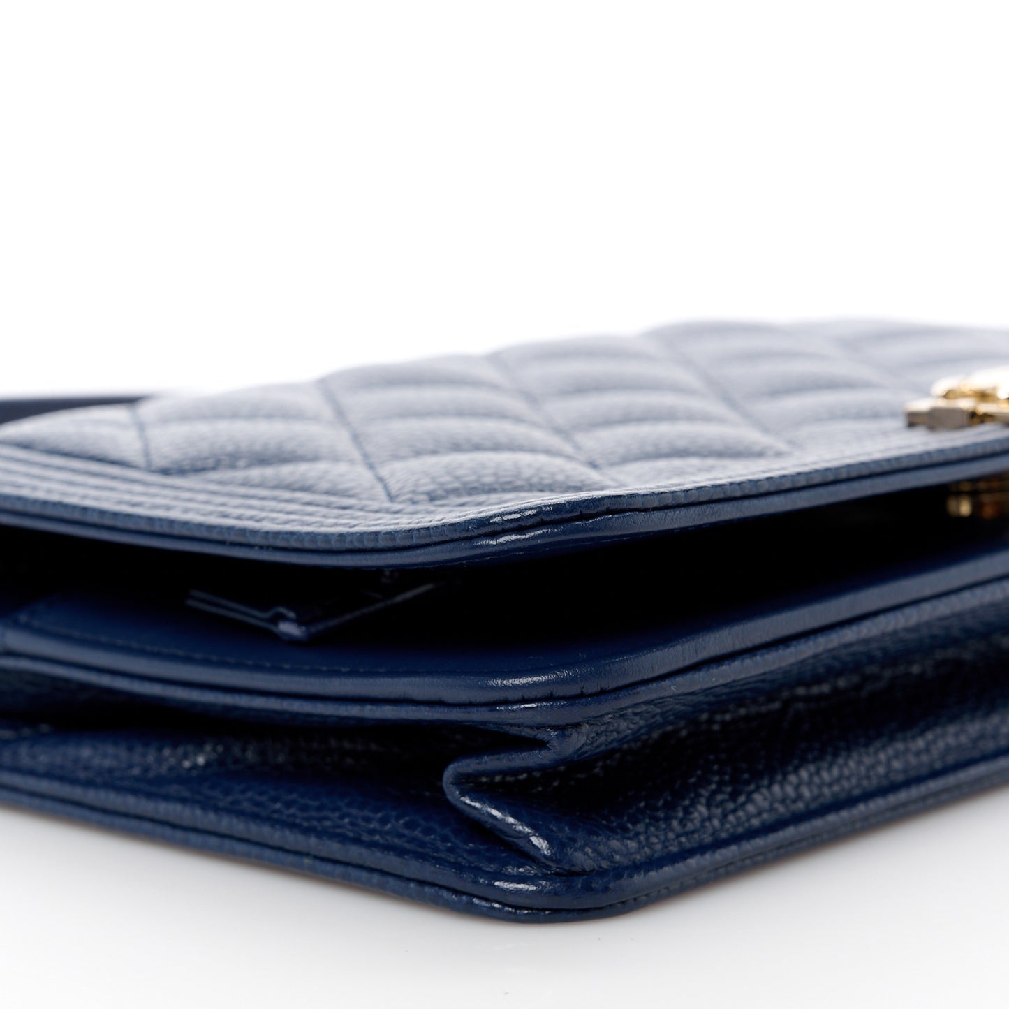 Caviar Quilted Boy Wallet On Chain WOC Navy