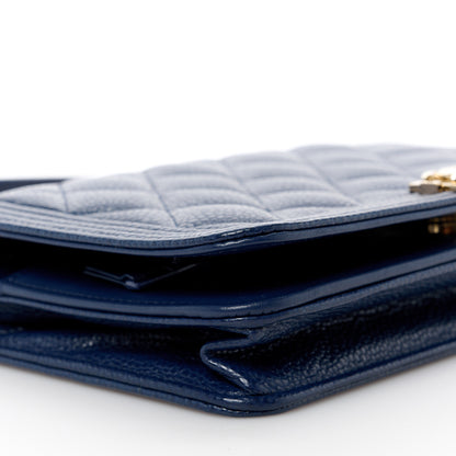 Chanel Caviar Quilted Boy Wallet On Chain WOC Navy 11 of 12