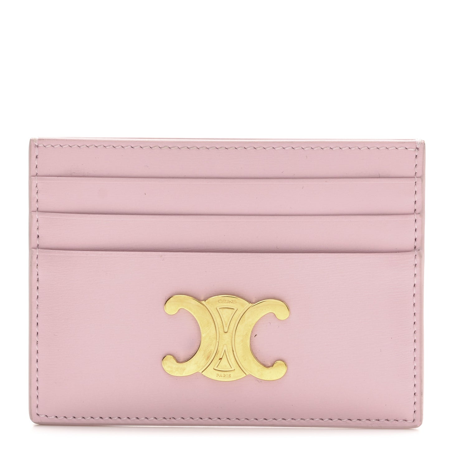 Shiny Calfskin Triomphe Card Holder Petal