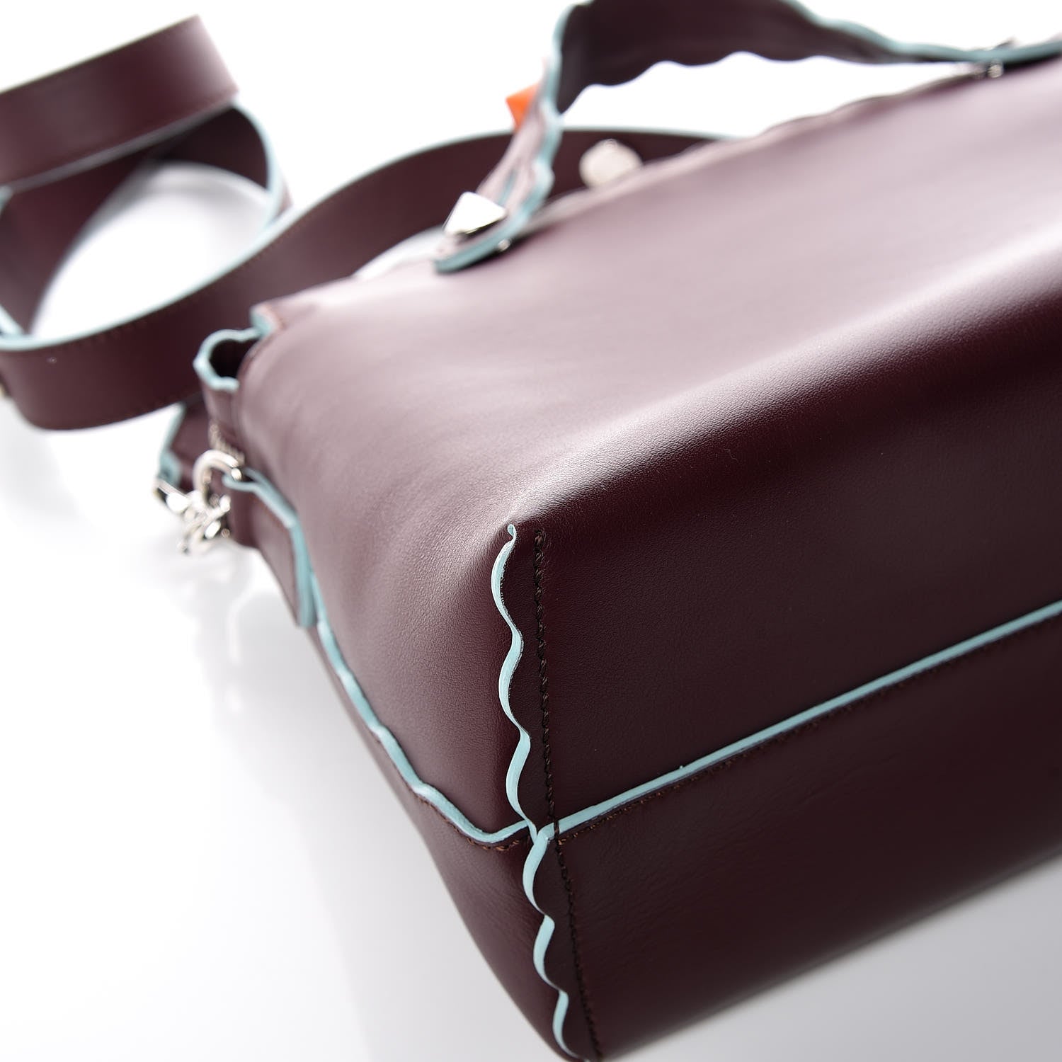 Fendi Vitello Dolce Scalloped Studded Medium By The Way Boston Bag Bordeaux 13 of 14