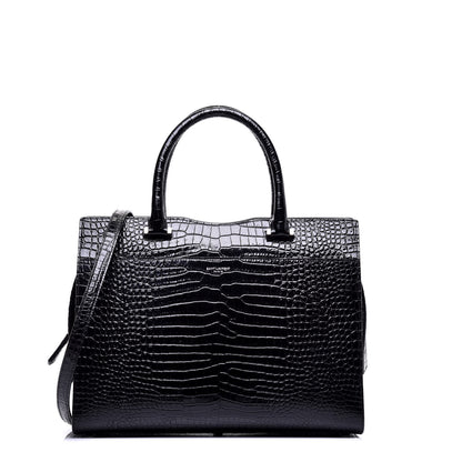 Saint Laurent Croc Calfskin Embossed Medium Uptown Tote Black 1 of 8