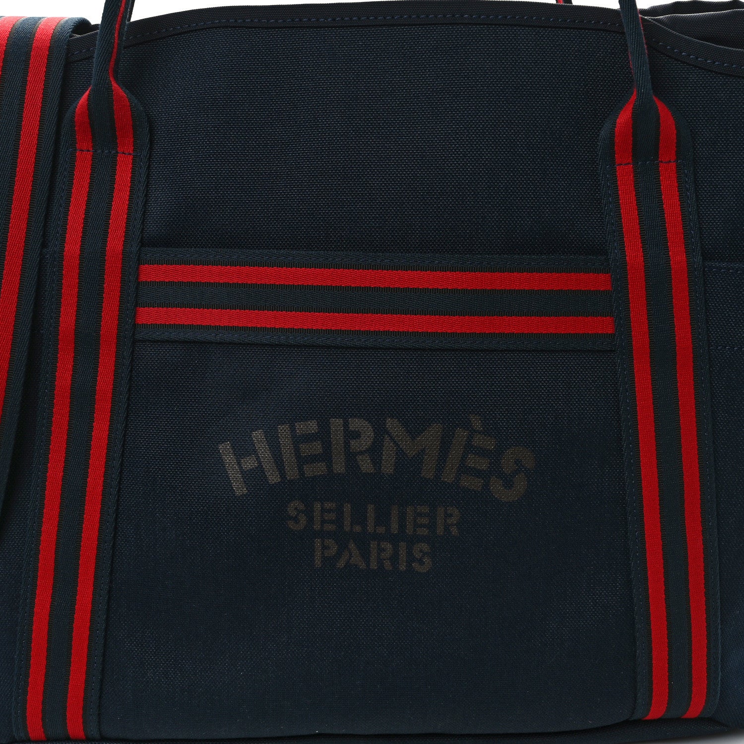 Hermes Toile Sac De Pansage Groom Bleu Marine Rouge 9 of 14