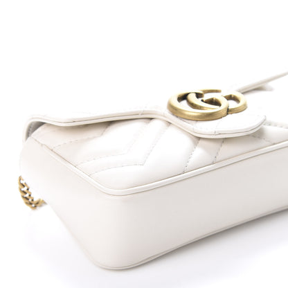Gucci Calfskin Matelasse Super Mini GG Marmont Shoulder Bag White 5 of 11